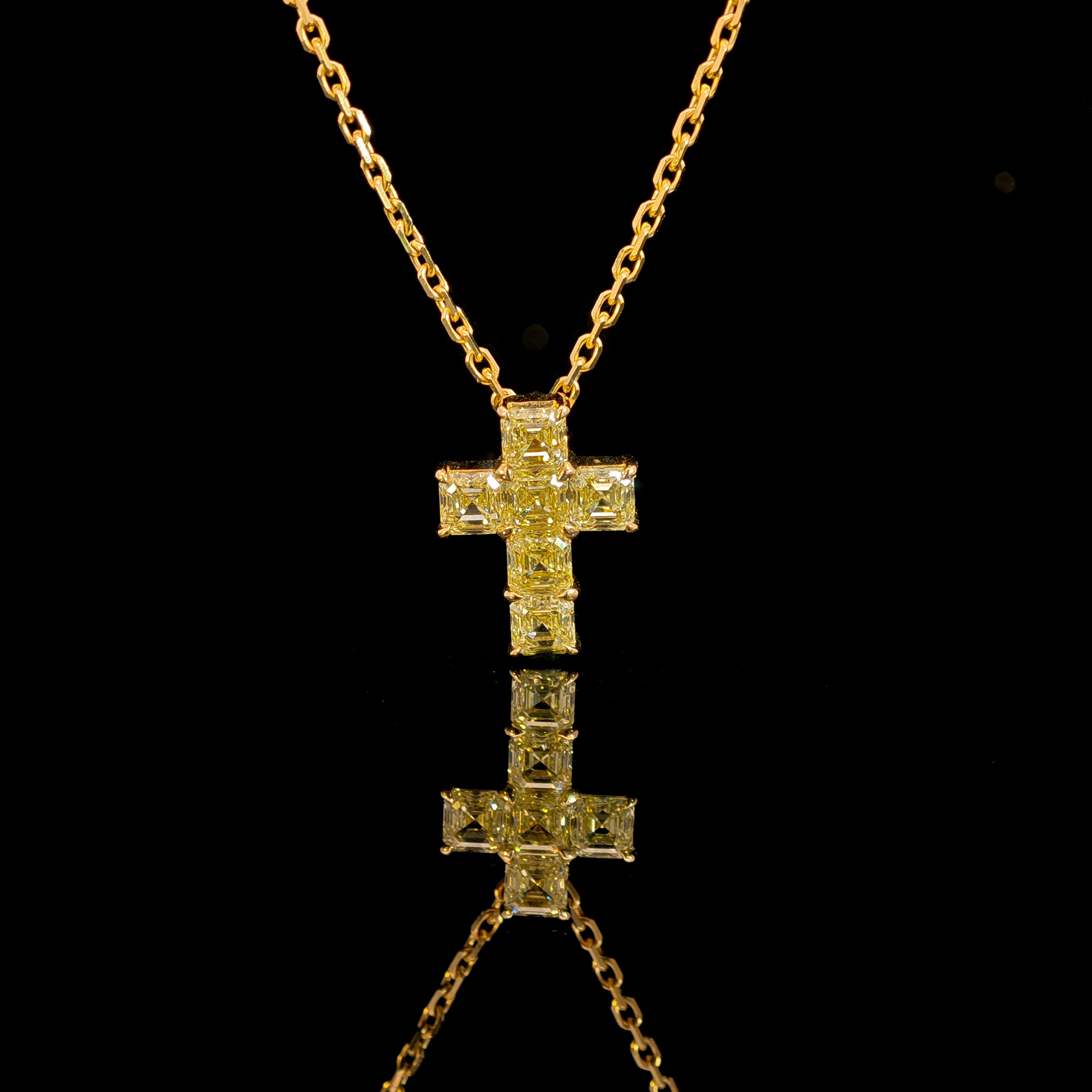 Yellow Diamond Cross Necklace