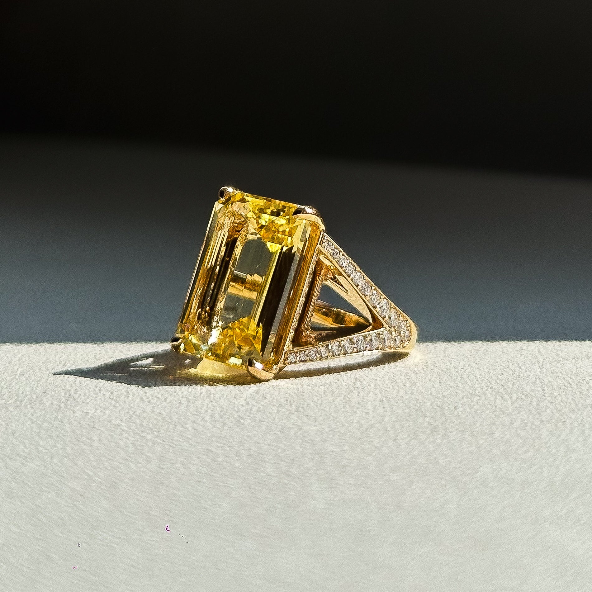 15.35cts Yellow Sapphire V Ring