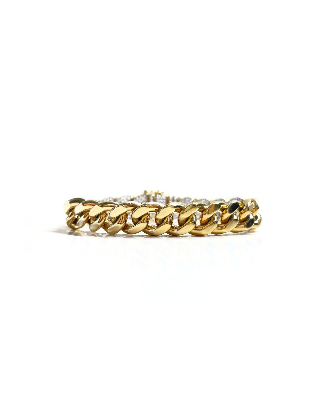 Diamond Curb Gold Chain Bracelet