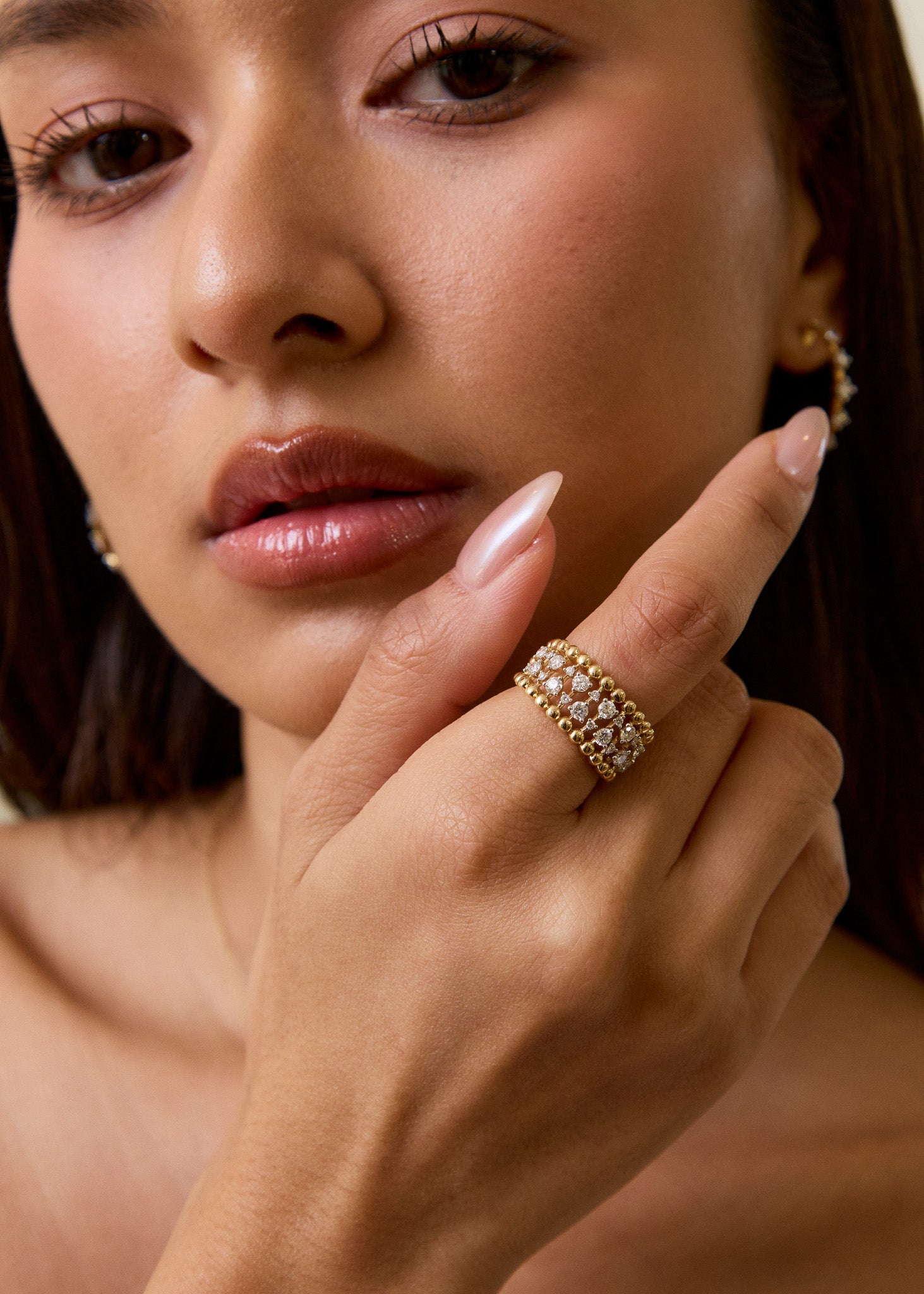 Beaded Diamond Ring